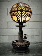 Steampunk Art floor lamp: Decorative piece of art with art deco design.