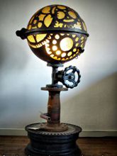 Steampunk Art floor lamp for sale: Decorative piece of art with gear design.